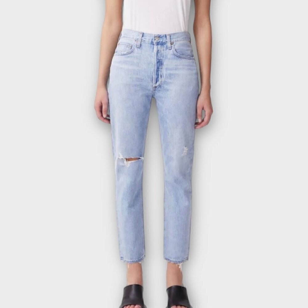 Agolde Riley Crop Distressed Shatter Jeans - Picture 10 of 10